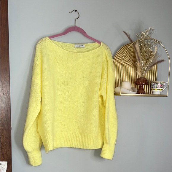 Easy Clothes Tops - Cozy Boatneck Sweater - Lemon Yellow by Lou & Grey